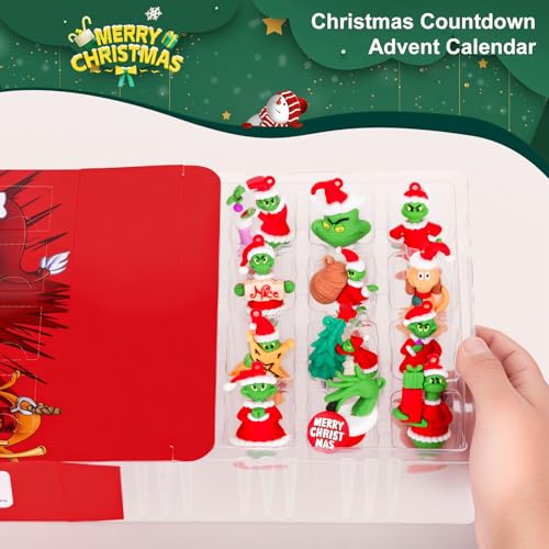 Christmas Advent Calendar 2026,Christmas Countdown Calendar,with 24 Collectible Advent Calendar for Kids Toddler Adult Teens Boy Girls,Xmas Vacation Gifts Idea - color: Christmas green