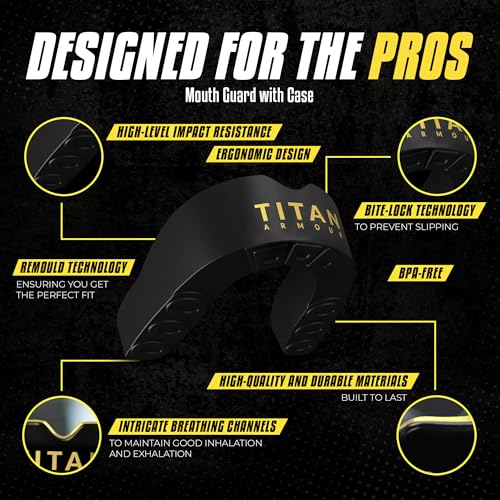 Mouth Guard Boxing, Dual-Layer Boil & Bite Mouthguard, Adult | Premium Dual-Layer | Case Included | Adult & Youth Custom-Fit Mouthpiece | Football, MMA, Hockey, Lacrosse, BJJ, Basketball - color: Gold, size: Adult Age 11+