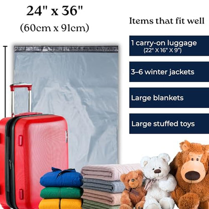 Large Poly Mailers | 24 x 36 | Poly Mailers Shipping Bags for Packaging | 5 Large Mailing Bags for Shipping Clothes, Shoes or Posting Packages. Self Adhesive Strong Seal, Waterproof and Tamperproof - size: 24x36 - 5 Bags