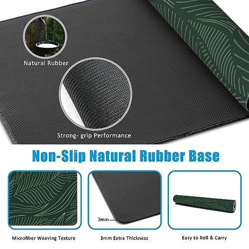 Golden Tropical Leaf Large Gaming Mouse Pad,Waterproof Desk Mat for Desktop,Non-Slip Rubber Base Mousepad with Stitched Edges for Laptop Office and Home 35.4X15.7 Inch - color: Golden Tropical Leaf