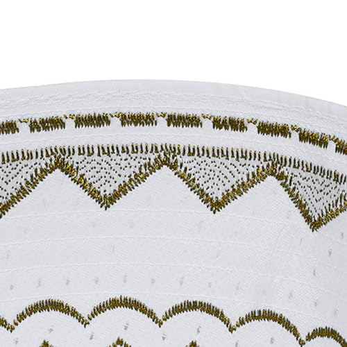 RUIXIA Men Boys Muslim Prayer Kufi Hat Skull Cap Embroidery Islam Kufi Headware takke Praying Beanie Hat Kofia Topi Hat - color: Yellow-teens/Aults