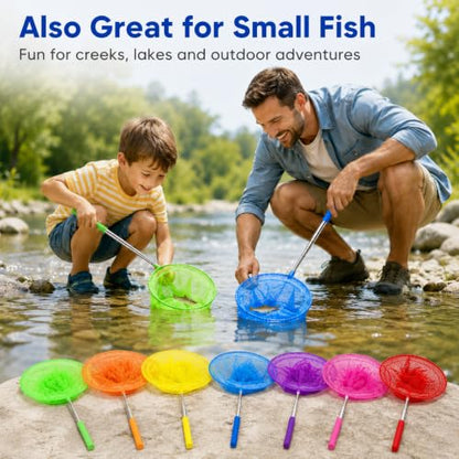 RAINFLOW Telescopic Butterfly Nets - Fishing Net with Anti Slip Grip | Outdoor Catcher Net for Catching Butterfly, Bugs, Insect, Fish, Ladybird, Extendable 6.7 in to 34 in - size: 7 Pack