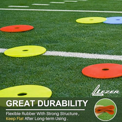 LEZER 6 Inch 8 Inch Flat Cones, Spot Markers, Soccer Cones, Field Court Markers, Sit Spots, Flat Discs, Soccer Training Equipment, Agility Practice, Football, Made in Taiwan - style: 8 inch with 36 pcs