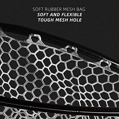 SF Fly Fishing Landing Net Soft Rubber Mesh Trout Net Catch and Release Net - style: Carbon Fiber Long Handle