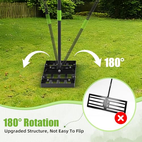 GARDTECH 36×10 Anti-Flip Lawn Leveling Rake,76” Adjustable Handle | Heavy Duty Stainless Steel,2mm Plate, for Topdressing, Sandbox, Garden Beds, Lawn Repair,Dog Spots - size: 36''x10''