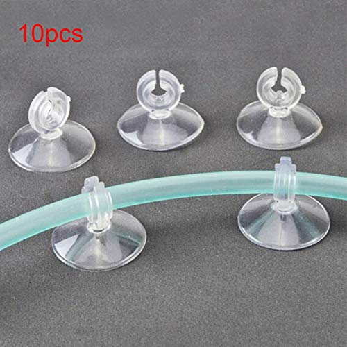 Xiaokeis 10 Pcs Aquarium Suction Cups, Suction Cup Clips with Ultra Strong Suction Force, Reusable Airline Tube Clips Holders Small Suction Cups for Fish Tank, Aquarium Airline Tubing/Hose(Clear)
