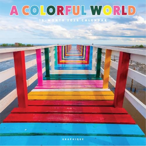 Graphique 2026 A Colorful World Wall Calendar | 12” x 12” | Thick Paper | Home & Office Organizer | Large Monthly Grid | 3 Languages & Marked Holidays | 4 Month Preview Page for 2027 - color: A Colorful World