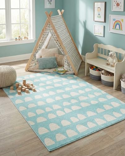 Rugs.com Whimsy Kids Collection Rug – 4x6 Clear Blue Medium-Pile Rug Perfect for Entryways, Kitchens, Breakfast Nooks, Accent Pieces - color: Clear Blue, size: 4' x 6'