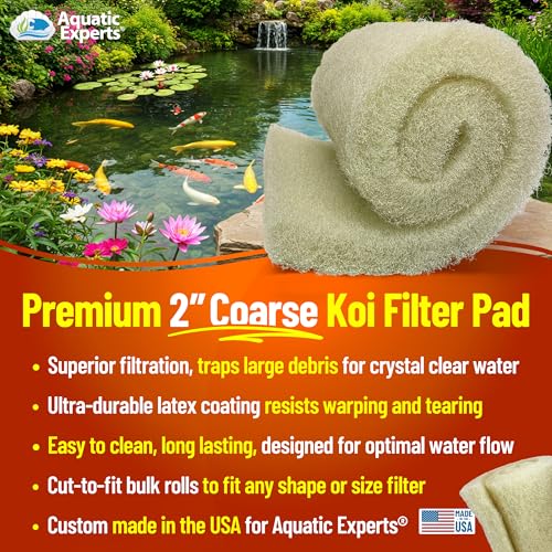 Aquatic Experts Cream COARSE Pond Filter Pad - 2 inch Thick - Bulk Roll Water Garden Filter Pond Media - Made in USA, (2 inch by 24 inch by 56 inch) - size: 24" x 56"