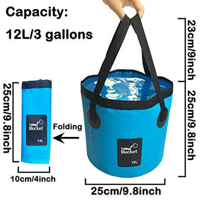 Sunglow Collapsible 3 Gallon Multifunctional Portable Fishing Bucket - Wash Basin Folding Bucket - Water Container for Fishing-Camping-Gardening (12L/3gallon(Blue)) - color: 12l/3gallon(blue)