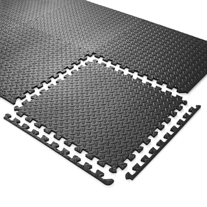 Philosophy Gym Pack of 6 Exercise Flooring Mats - 24 x 24 Inch Foam Rubber Interlocking Puzzle Floor Tiles - Black - color: 24 Sq Ft, 1/2" Thick - Black