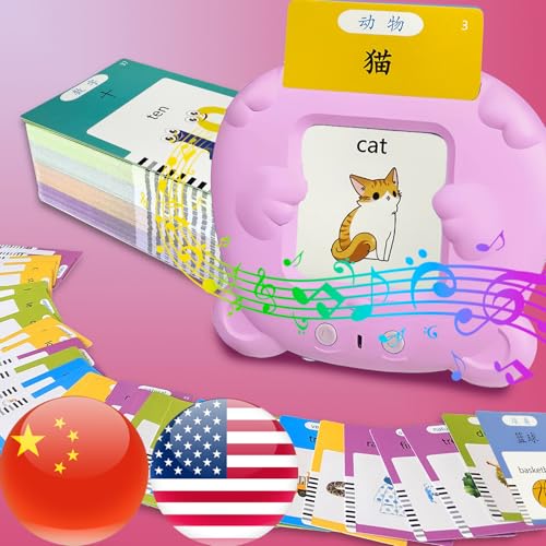 English Talking Flash Cards Bilingual for Kids - Mandarin, Pink - color: Mandarin, size: Pink