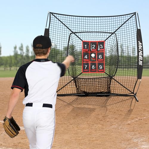 Adjustable Strike Zone Target,Numbered Pitching Pad for Baseball | Baseball Softball Target with Adjustable Straps, Practice Throwing and Hitting Accuracy Target for 6x6 7x7 8x8 Ft Nets - style: Red