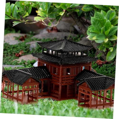 Miniature Pagoda Figurines Ancient Inn Landscape Model Aquarium Decor Ornaments for Fish Tank Bonsai Figurines Japanese Zen Garden and Micro Landscape 3.14 X 3.14 X 2.36 in