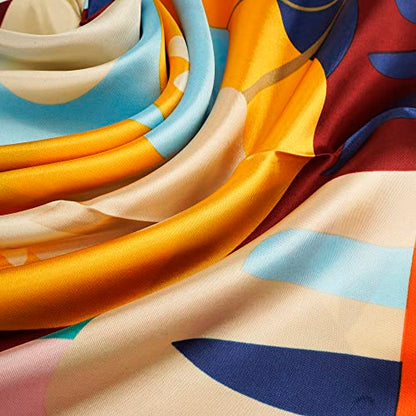 YOUR SMILE Silk Like Scarf Women's Fashion Pattern Large Square Satin Headscarf Headdress - color: 120