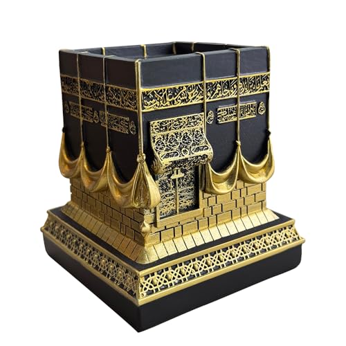 Islamic Kaba Replice Model, Muslim Turkish Home Table Decorations Perfect Islamic Ramadan Showpiece Eid Gifts Bookend Gold Plated Traditional Home Table Fireplace Decor - color: Gold