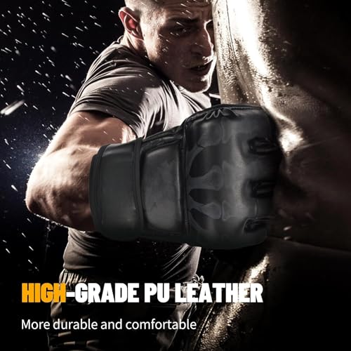 MMA Gloves, Half-Finger Boxing Fight Gloves MMA Mitts with Adjustable Wrist Band UFC Gloves for Sanda Sparring Punching Bag Training (One Size Fits Most) - color: Tiger claws black