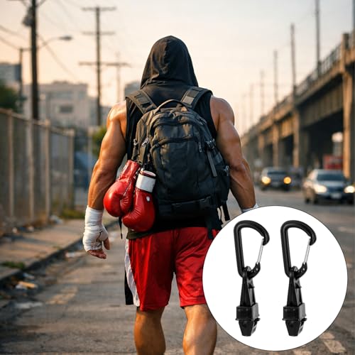 2pcs Boxing Gloves Clip with Carabiners, No-Slip Gloves Clamp Holder for Hanging MMA Muay Thai Glove on Backpack Gym Bag or Gear Bag Quick-Dry Carrying Hook for Training Equipment