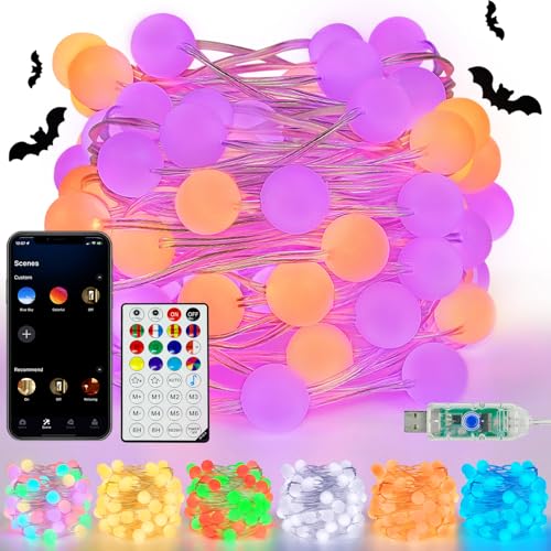 33FT 66LED Globe String Lights Indoor, Color Changing Halloween Lights - color: RGB (Red, Green, Blue), size: 1 Pack(66 LED)