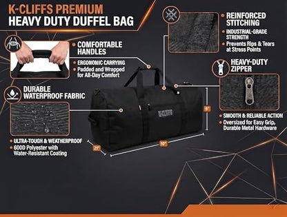 Heavy Duty Cargo Duffel Large Sport Gear Drum Set Equipment Hardware Travel Bag Rooftop Rack Bag - color: Black, size: 36" x 17" x 17"