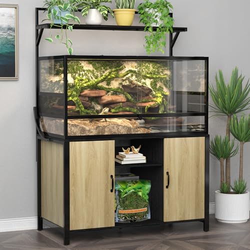 GDLF 48"x24" Reptile Tank Stand,Terrarium Stand for 120 Gallon,Natural | Fits Bearded Dragon Tanks, Bottom Cabinet Storage, Display Shelf for Plants & Decor, 1100 lbs Support - color: Natural, size: 48" x 24"