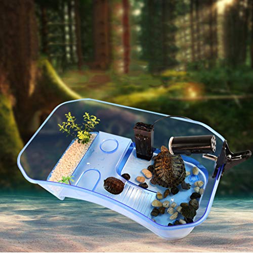 for Turtle Vivarium Box Aquarium for Breeding Box Habitat Tortoise Food Feeding Box with Basking Pl - color: White