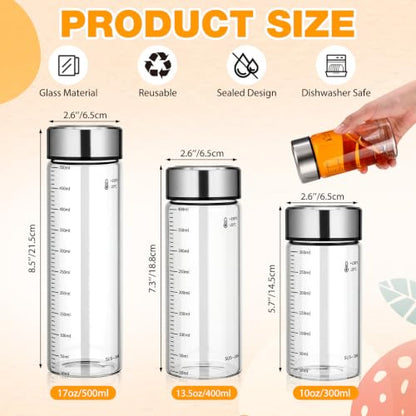 LemonRoad 12 Pack 10 oz Glass Juice Bottles Bulk Scale Wide Mouth Glass Water Bottles with Leakproof Stainless Steel Lids, Borosilicate Reusable Container for Juicing Smoothies Infused Water - size: 10 oz