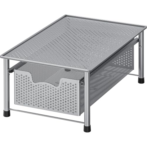 Simple Houseware Stackable Cabinet Basket Drawer Organizer, Silver - color: Silver, size: 1-Tier