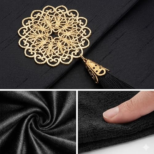 Black Portable Prayer Mat with Gift Box & Tasbih - Prien Turkish Islamic Prayer Rug for Men & Women - Travel Janamaz for Office & Commute - Washable & Foldable Mubarak Design - color: Black