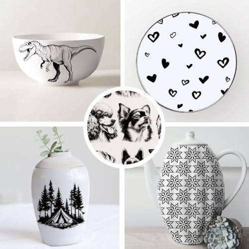 SUPERDANT 6PCS Mixed Underglaze Paper Transfer Dogs Dinosaur Animals Transfer Paper for Clay Ceramic Bees Heart Porcelain Under Glaze Transfers for Pottery Underglaze Decal Papers Handcrafted Gifts - style: Mixed Styles (Dogs)
