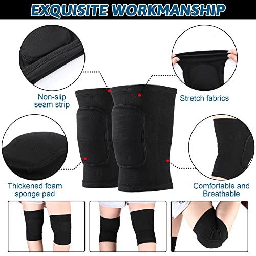 Hungdao 2 Set Volleyball Knee Pad and Arm Sleeve Volleyball Accessories Stuff Forearm Elbow Sleeve Wrist Guard with Protection Pad and Thumb Hole for Women Men Adult - color: Classic