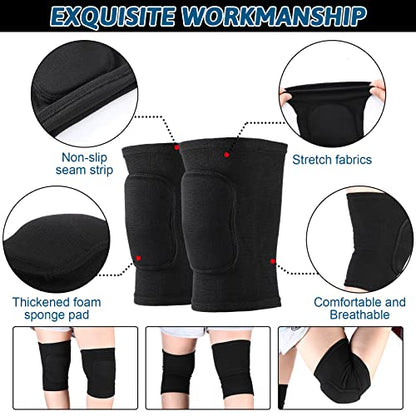 Hungdao 2 Set Volleyball Knee Pad and Arm Sleeve Volleyball Accessories Stuff Forearm Elbow Sleeve Wrist Guard with Protection Pad and Thumb Hole for Women Men Adult - color: Classic