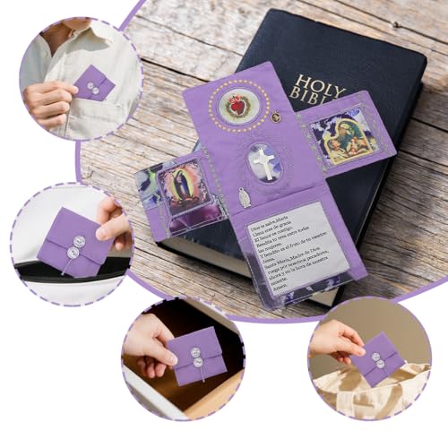 Onism Pocket Prayer Quilt with Cross, 3 Pack Spanish, Pink Blue Purple Set | Handcrafted handheld shrine, soft velvet backing, scripture verses inside, baptism keepsake for women, portable travel altar - color: 3pcs Pink、purple、blue – Large (No Pocket)