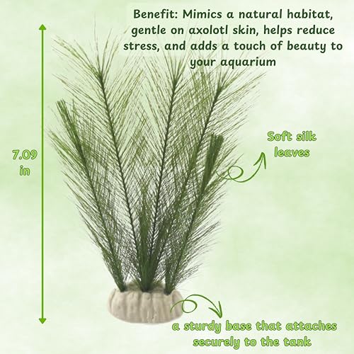 Axolotl Hide Tube and Silk Plants for Aquarium, Axolotl Cave and Aquatic Plant Set, Axolotls Hides and Green Plants, Aquarium Decor, Fish Tank Decorations, Turtle Tank Accessories (White, 11 * 3.5in)