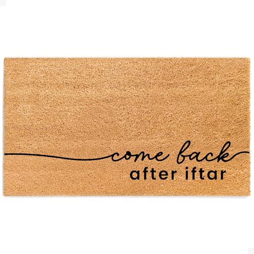 THEODORE MAGNUS Eid Door Mat – Coir Doormat for Outdoor Entrance, Durable Welcome Mat with Non-Slip Backing, Perfect for Front Door and Entryway - Outdoor/Indoor - Come Back After Iftar - 17" x 30" - color: Come Back After Iftar