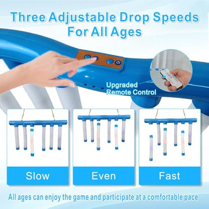 Reflex Drop Sticks Challenge Game with Remote Control - 3 Adjustable Speed Modes, Light-Up Hand-Eye Coordination & Reaction Training Toy, Fun Glowing Catch Game for Kids & Adults
