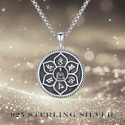 Coexist Necklace 925 Sterling Silver Yin Yang/Star of David Pendant World Religions Harmony Necklace Religion Jewelry Gift for Men - style: Buddha