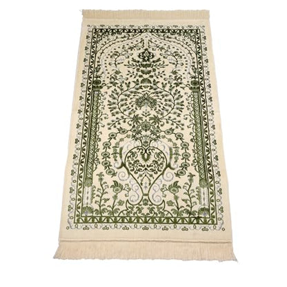Velvet Muslim Prayer Rug Set with 99 Beads - Green - color: Green
