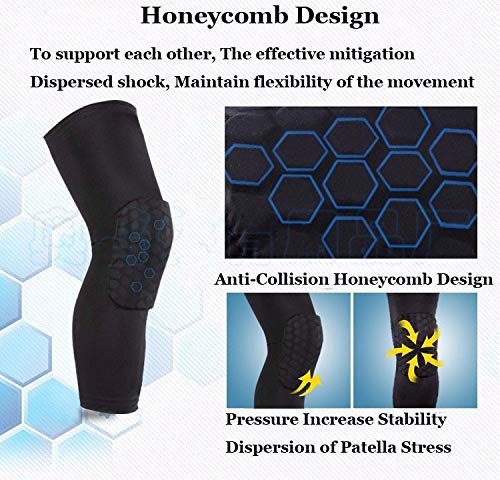 Breathable Basketball Shooting Sport Safety Kneepad Honeycomb Pad Bumper Brace Kneelet Protective Knee pads rodilleras - color: Blue-1 pair, size: Medium
