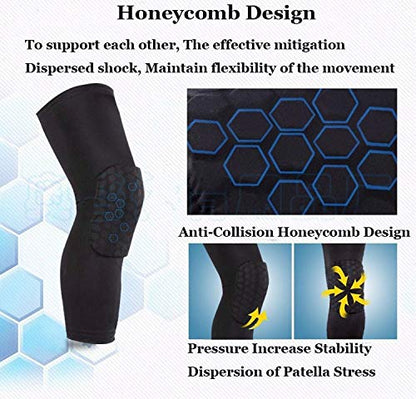 Breathable Basketball Shooting Sport Safety Kneepad Honeycomb Pad Bumper Brace Kneelet Protective Knee pads rodilleras - color: Blue-1 pair, size: Medium