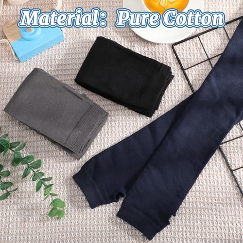 3 Pairs Sun Protection Arm Sleeves 23.6 Inch Long Fingerless Gloves for Women Cotton Arm Wrist Warmer with Thumb Hole - color: Black, Dark Gray,blue