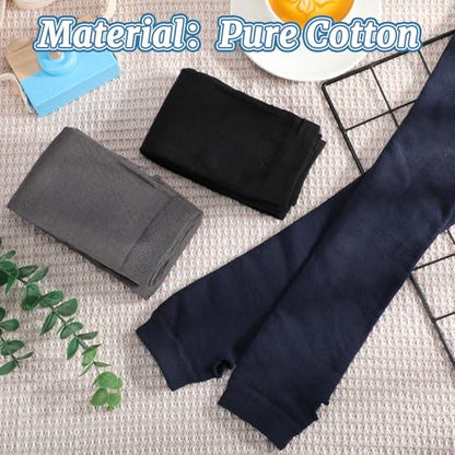3 Pairs Sun Protection Arm Sleeves 23.6 Inch Long Fingerless Gloves for Women Cotton Arm Wrist Warmer with Thumb Hole - color: Black, Dark Gray,blue