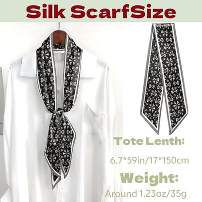 Head Hair Scarf Neck Silk Feeling Scarves Long Thin Satin Fashion Handbag Cute Decoration Women Girls 59 * 6.7'' - color: O-16-grey