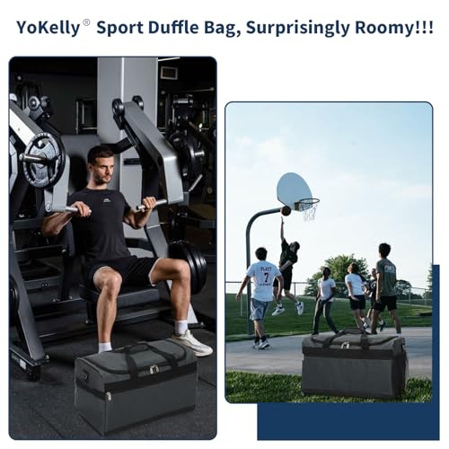 Gym Bag 40L Sport Duffle Bag for Men, Dark Grey | 20×9×10 inch, Weekender, Travel - color: Dark Gray