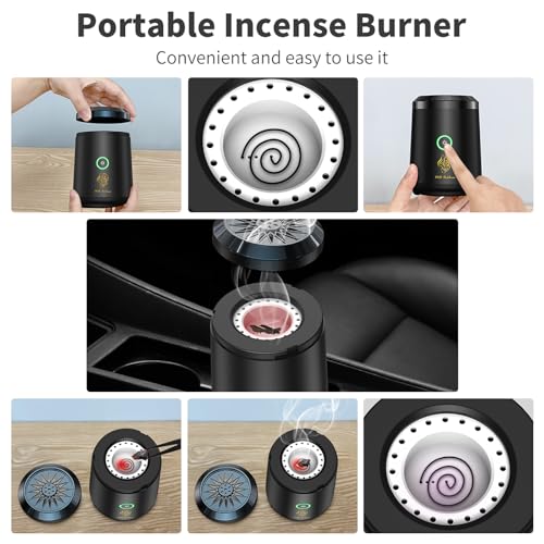 Electric Incense Burner, OUD Bukhoor Portable USB Aroma Diffuser, Rechargeable Arab bakhoor Muslim Incense Holder for Car and Home