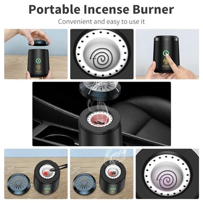 Electric Incense Burner, OUD Bukhoor Portable USB Aroma Diffuser, Rechargeable Arab bakhoor Muslim Incense Holder for Car and Home