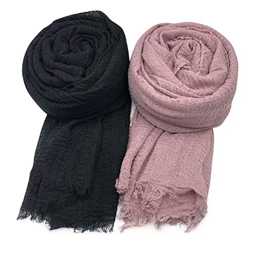 Women Scarf Shawl for All Season 3PCS Scarve Wrap Scarve. - color: White, Black, Bean Paste