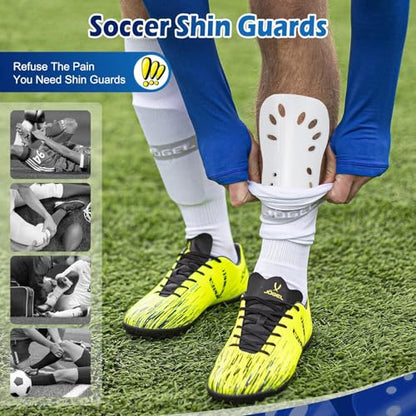 Soccer Shin Guards, 2 Pair Lightweight and Breathable Shin Guard Sleeves for Adults Football Player, Calf Protective Gear Shin Guards for Men Women (Bigger Shin Guards) - color: Blue and Whtie