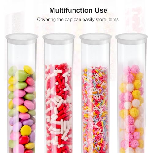 PATIKIL 5.9"L x 1.7"Dia Clear Storage Tubes, 3Pcs PC Plastic Transparent Hollow Round Rigid Tube with Cap for Beads Bath Salt Container Wedding Party Favors