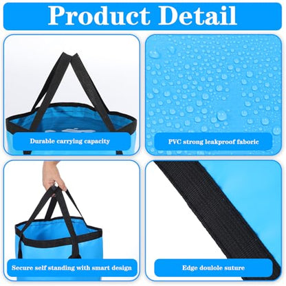 4 Pcs 5 Gallon Bucket Foldable Foldable Bucket with Handle 20L Outdoor Water Buckets Foldable for Camping Fishing Hiking to Hold Water Folding Container Carry Bag Lightweight